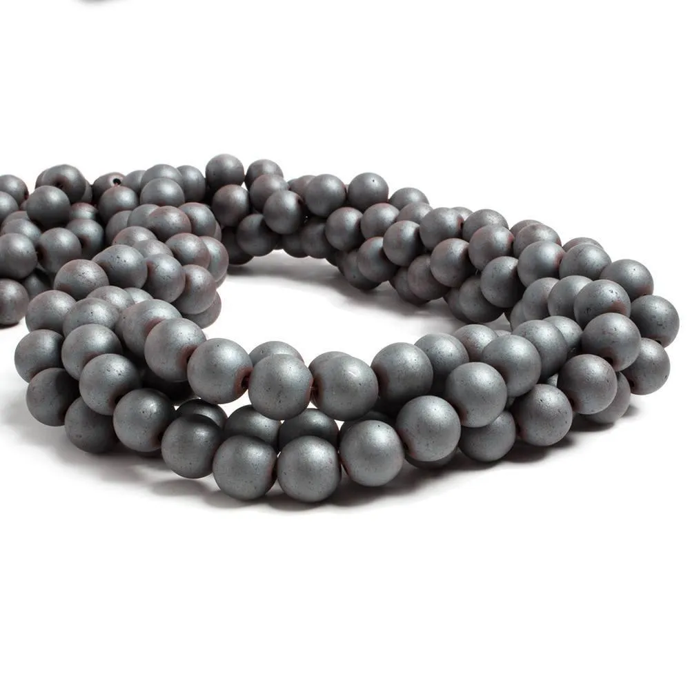 10mm Matte Hematite plain round beads 16 inch 43 pieces