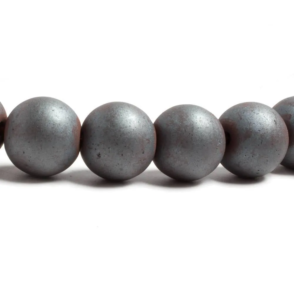 10mm Matte Hematite plain round beads 16 inch 43 pieces