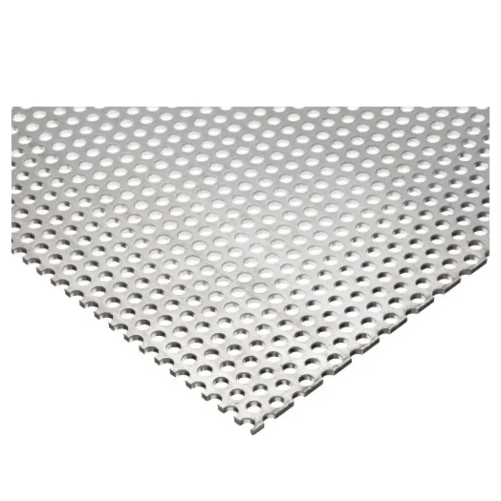 3003 Aluminum Perforated Sheet, Unpolished (Mill) Finish, H14 Temper, Staggered Round 0.5" Holes, 0.125" Thickness, 8 Gauge, 12" Width, 48" Length, 0.6875" Center to Center