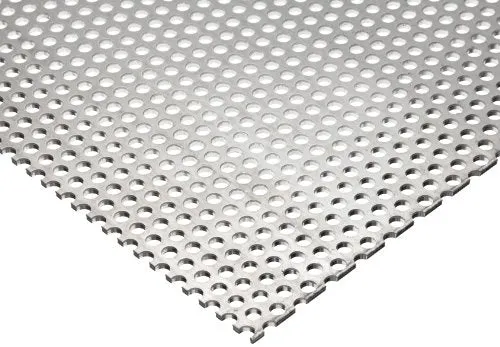 3003 Aluminum Perforated Sheet, Unpolished (Mill) Finish, H14 Temper, Staggered Round 0.5" Holes, 0.125" Thickness, 8 Gauge, 12" Width, 48" Length, 0.6875" Center to Center