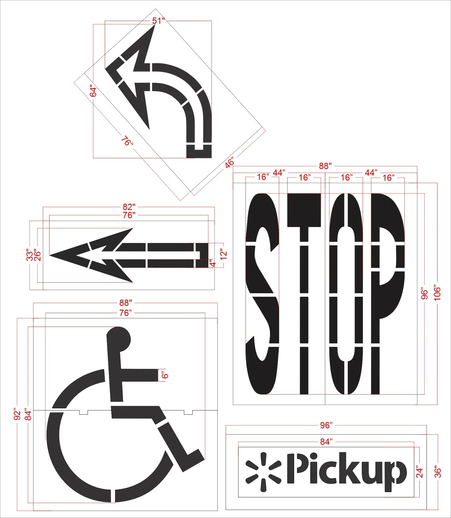 {5 pc} Walmart Striping Stencil Kit