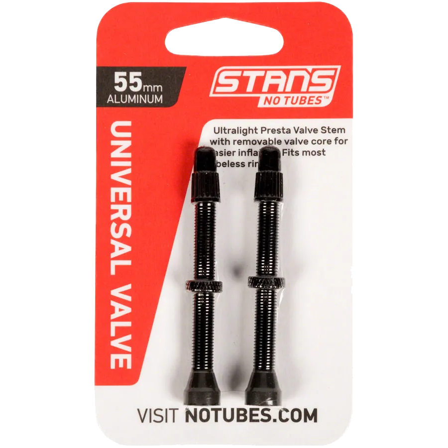 55mm Tubeless Valve Stem, Pair - Black