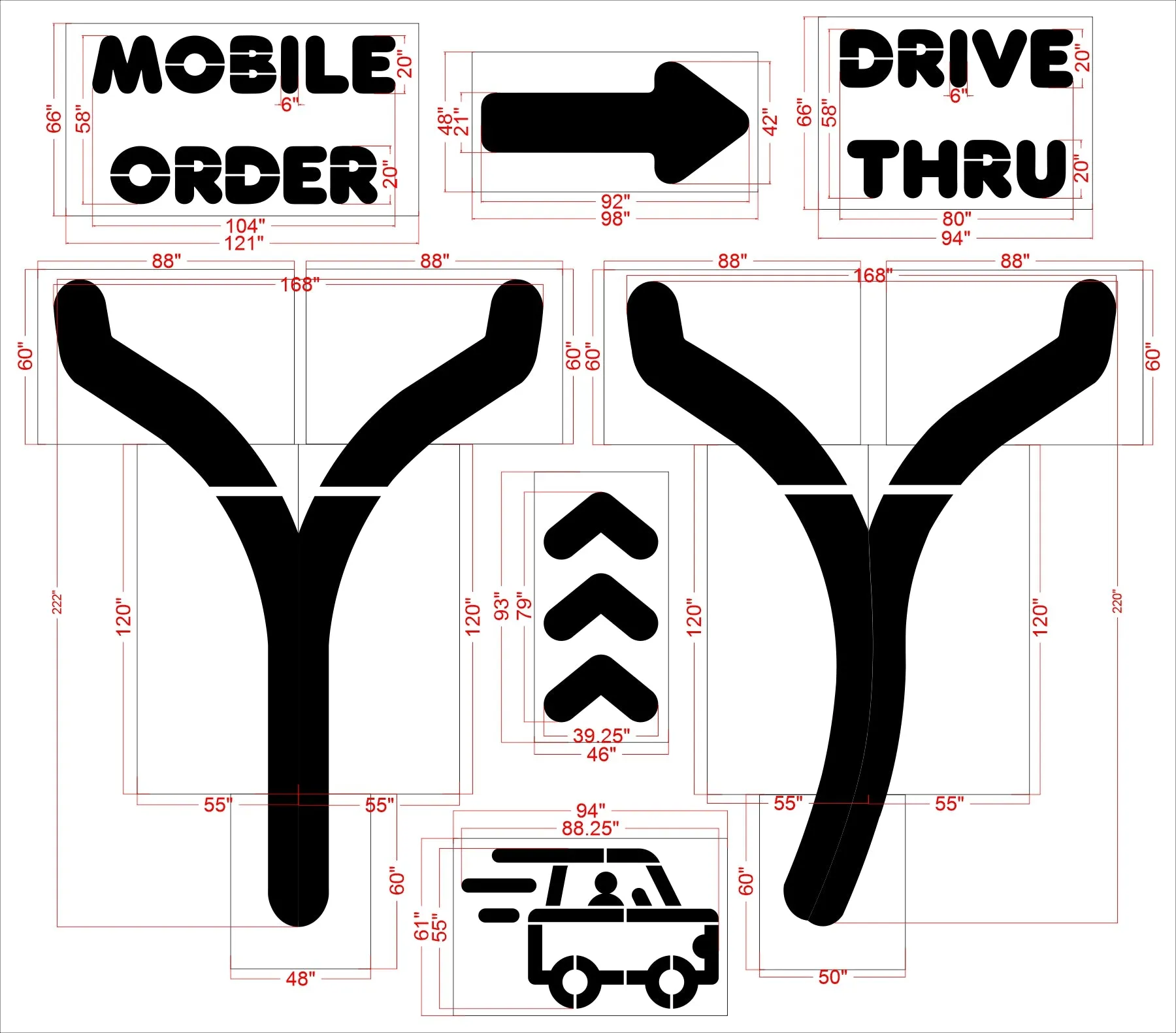 {7pc} Dunkin Donuts Current Spec Stencil Kit