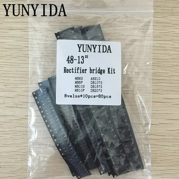 8value*10pcs=80pcs  Bridge Rectifier Assorted Kit  contains MB6S MB6F MB10S MB10F  ABS10 DB107S DB157S DB207S