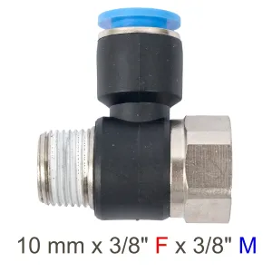 Aircraft Pu Hose Fitting Tee 10Mm X 3/8'F X 3/8'M