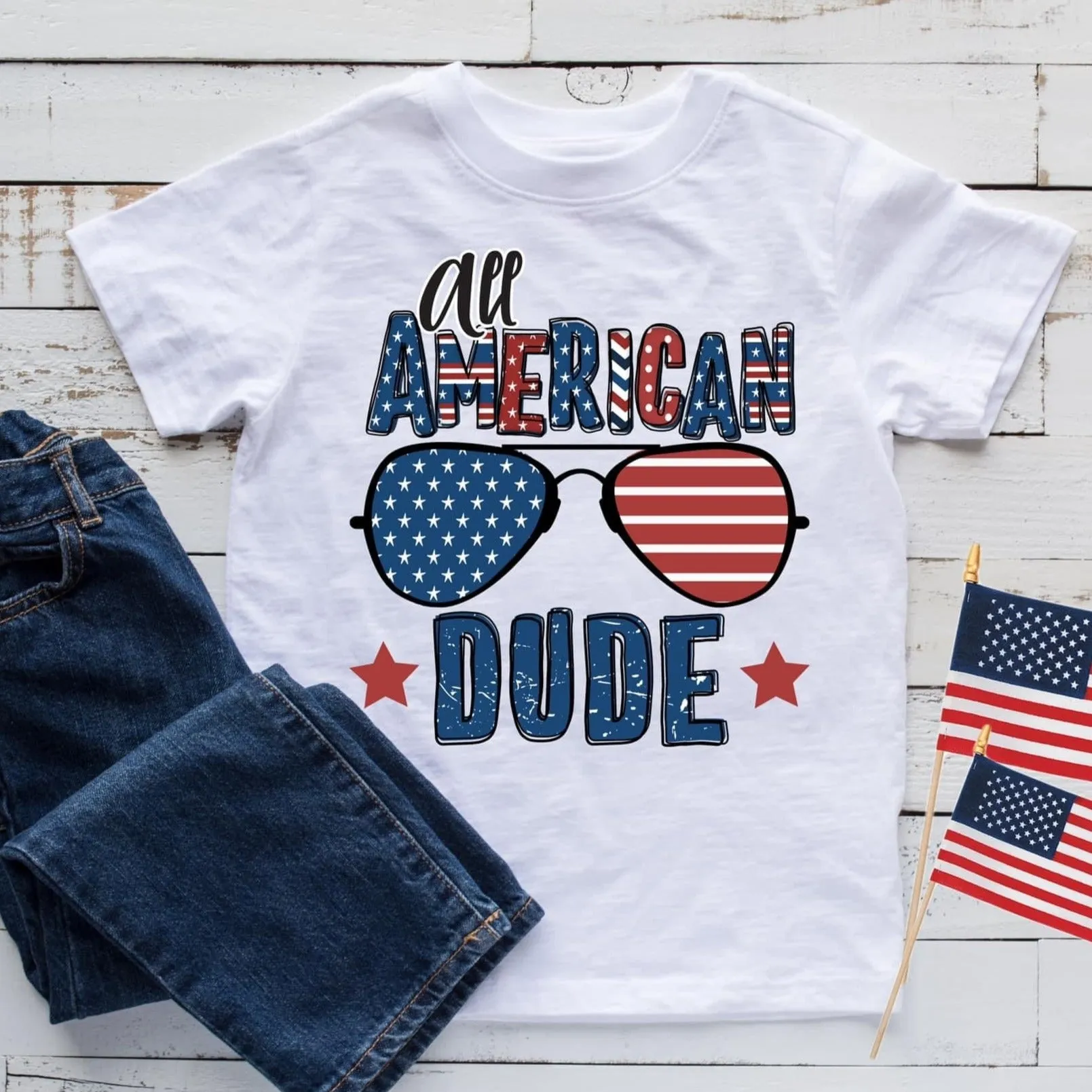 All American Dude Short Sleeve Kids Tee (D)