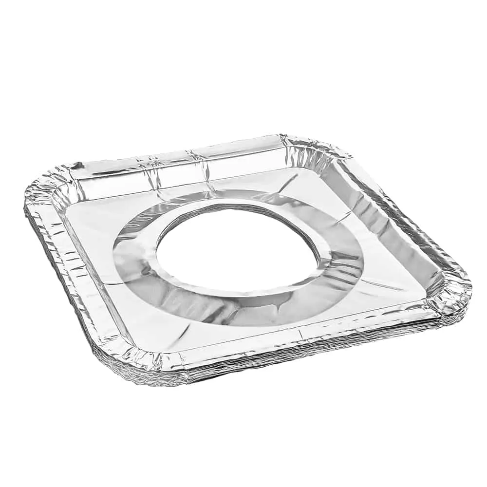 Aluminum Foil Large Square Gas Burner Guard 8.375" L X 8.375" W X 0.5" D [1000 Count]