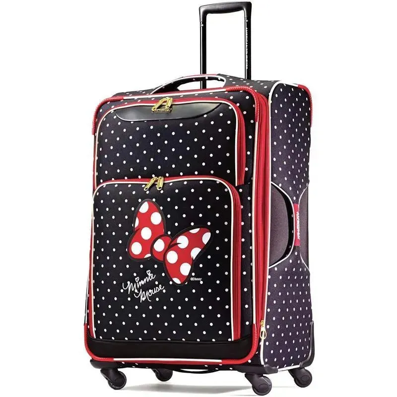 American Tourister Disney Minnie Mouse Red Bow Spinner Soft Side Suitcase, 28