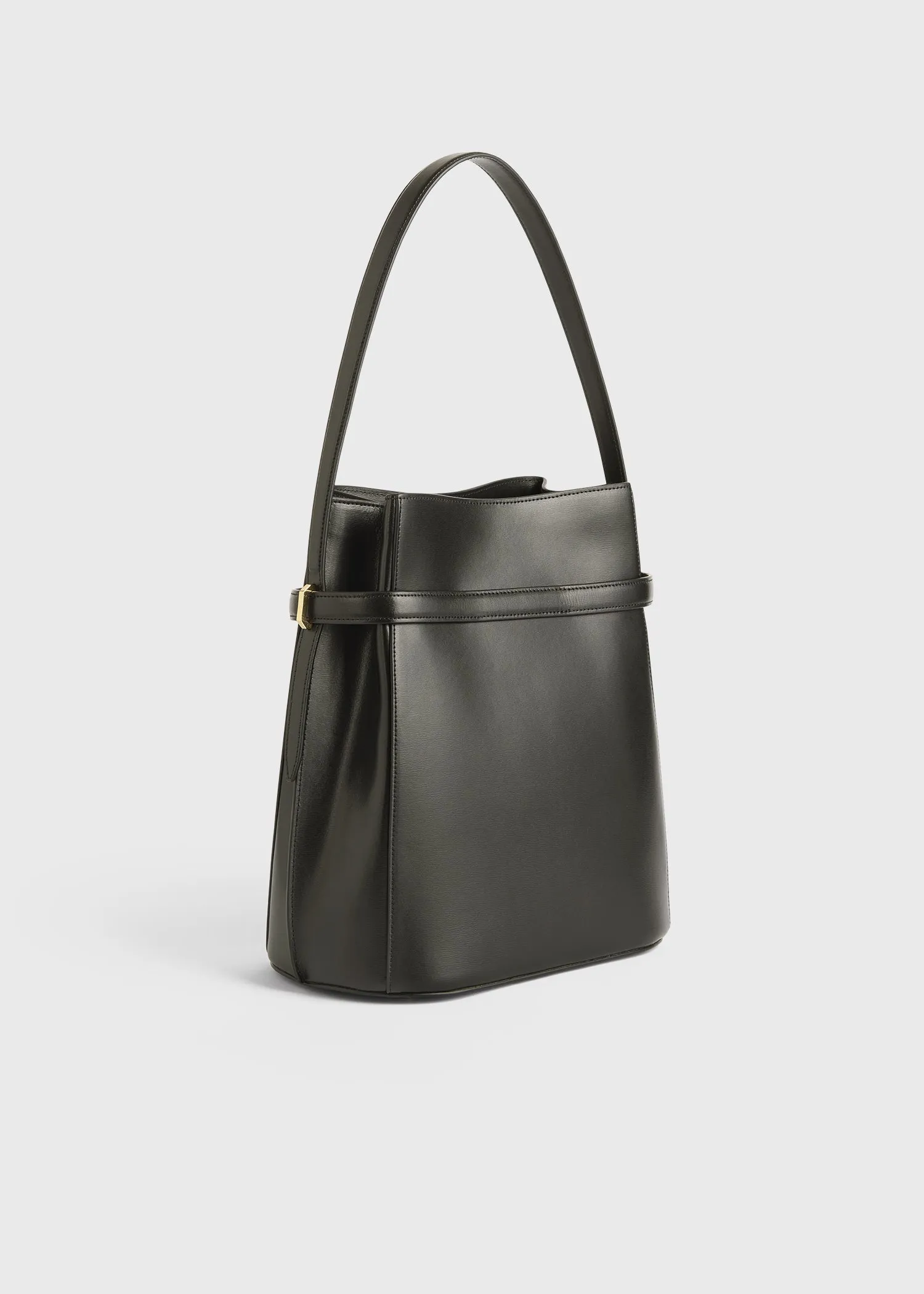 Belted leather bucket bag bark