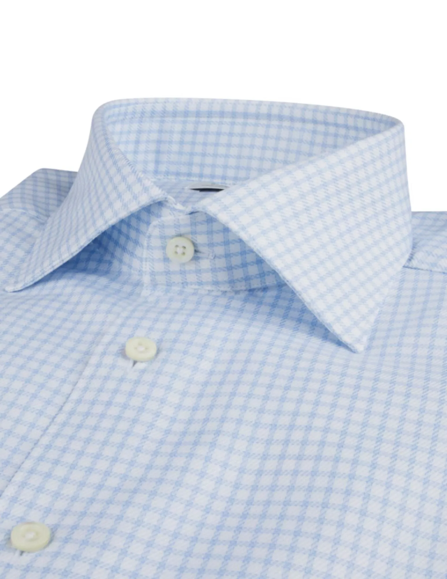 Blue Checked Twill Shirt | Slim