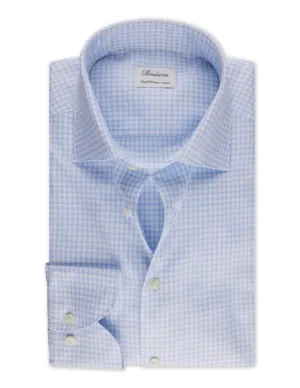 Blue Checked Twill Shirt | Slim