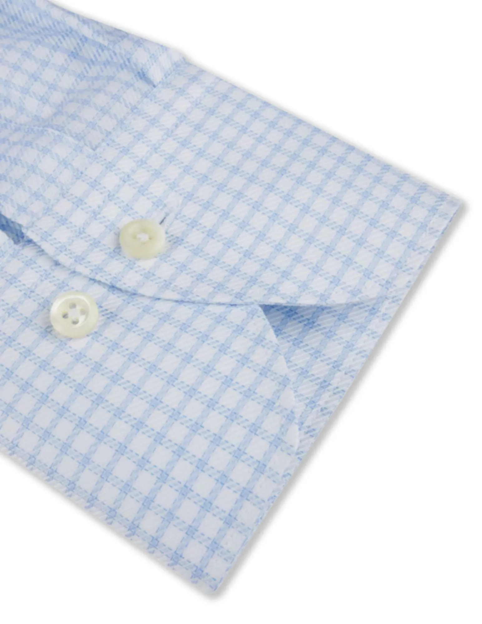 Blue Checked Twill Shirt | Slim