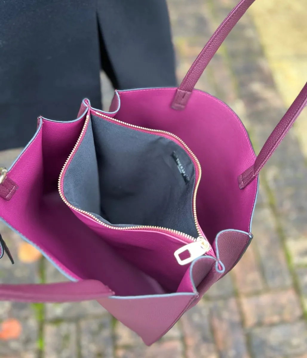 Burgundy Bow Detail Tote Bag