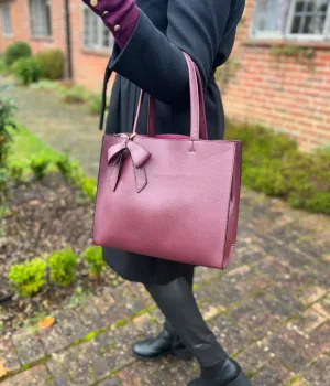 Burgundy Bow Detail Tote Bag