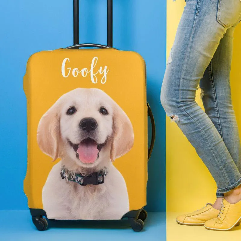 Engraved Photo Luggage Cover Suitcase Protector Lovely Dog