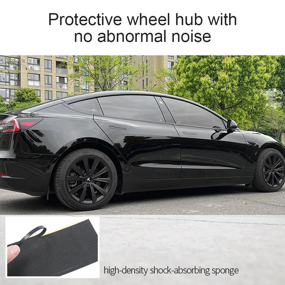 EVBASE Tesla Model 3 Wheel Cover Hubcaps 18 Inch Aero Wheel Covers Replacement 4PCS Matte Black (2017-2023 Year)