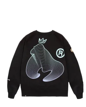 Flow Wave Fade Crew Sweat Black