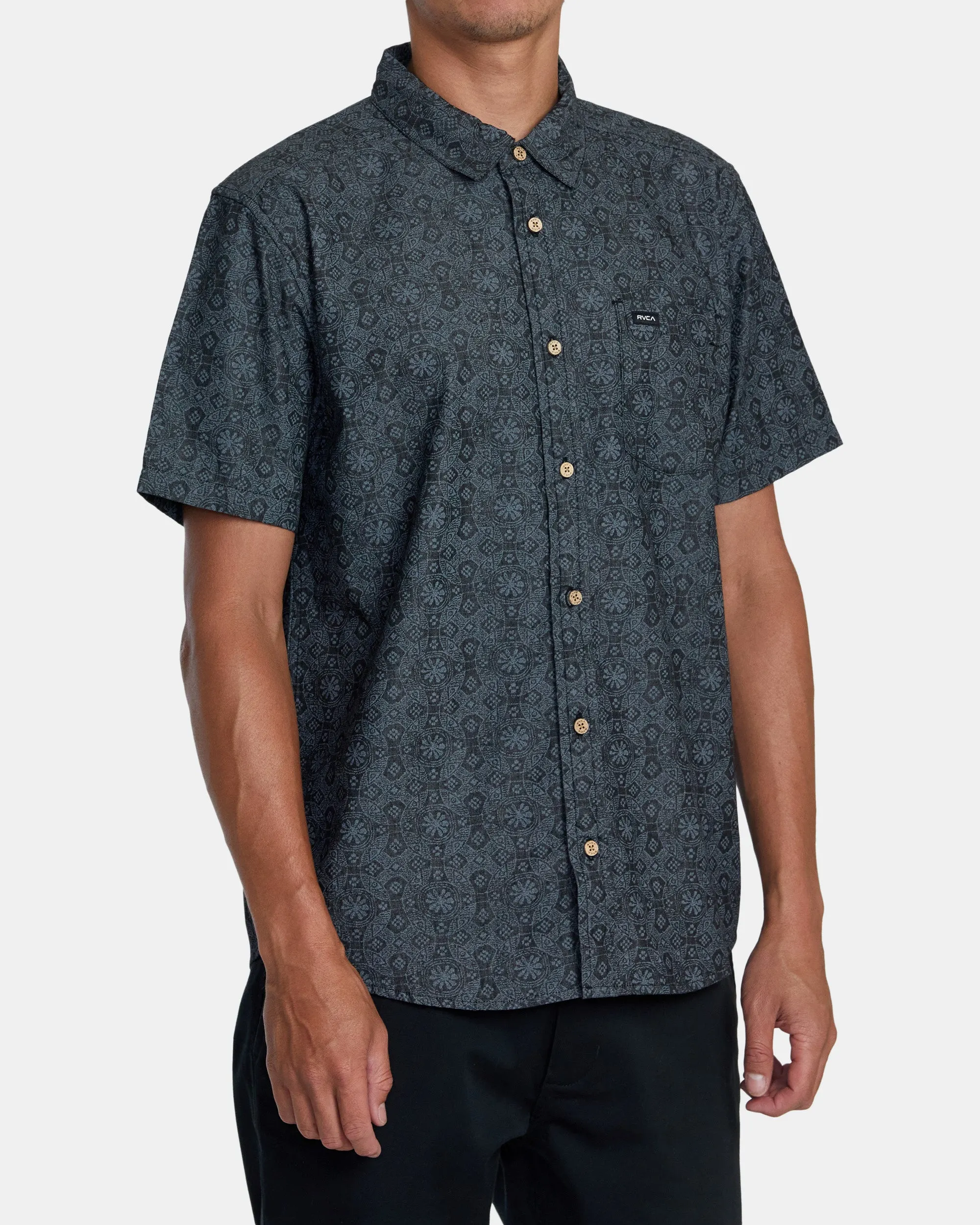 Frame Chambray Short Sleeve Shirt - Washed Black