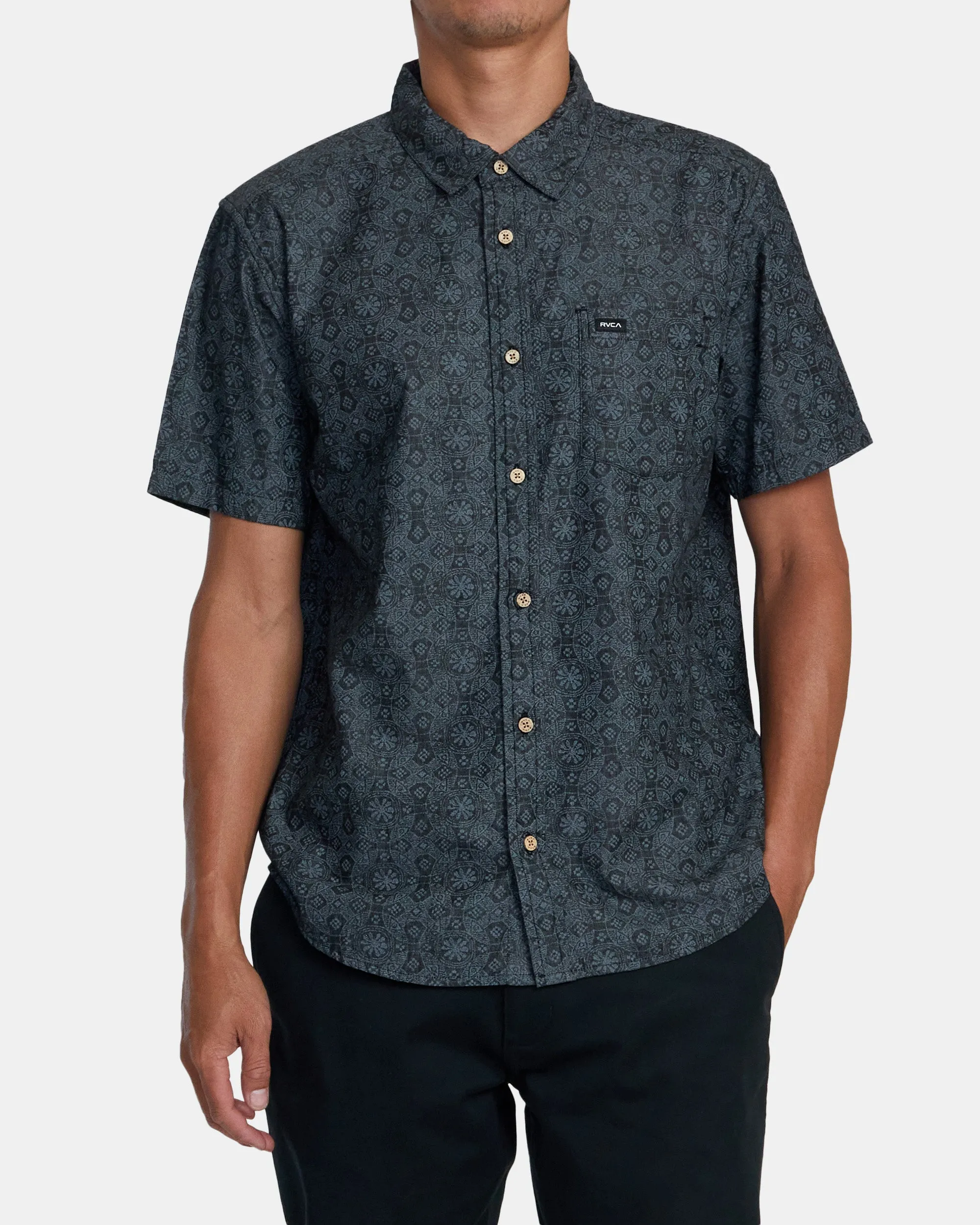 Frame Chambray Short Sleeve Shirt - Washed Black