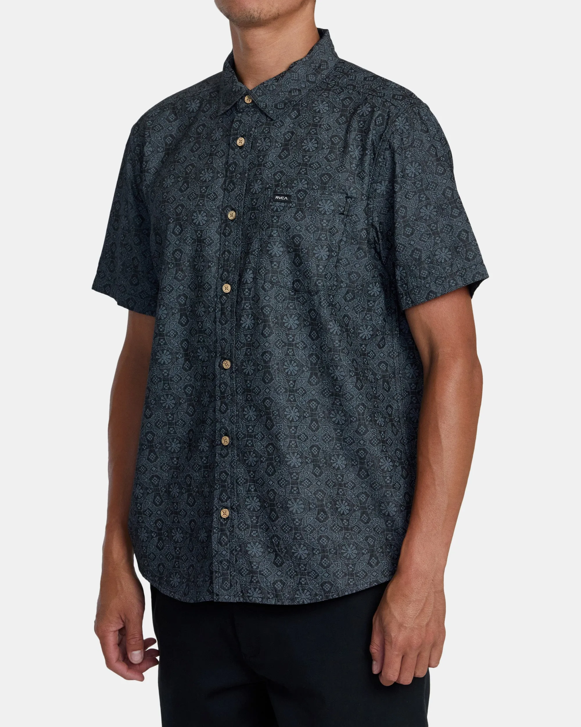 Frame Chambray Short Sleeve Shirt - Washed Black