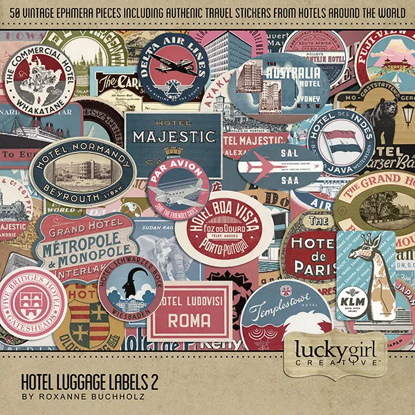 Hotel Luggage Labels 2 Digital Scrapbook Kit