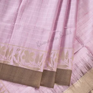 Semi Raw Silk Checked Baby Pink Saree