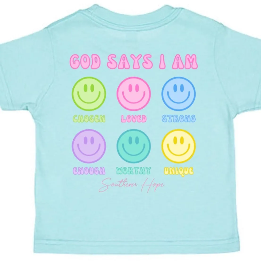 (Smiley) God Says I Am Short Sleeve Kids Tee (D)